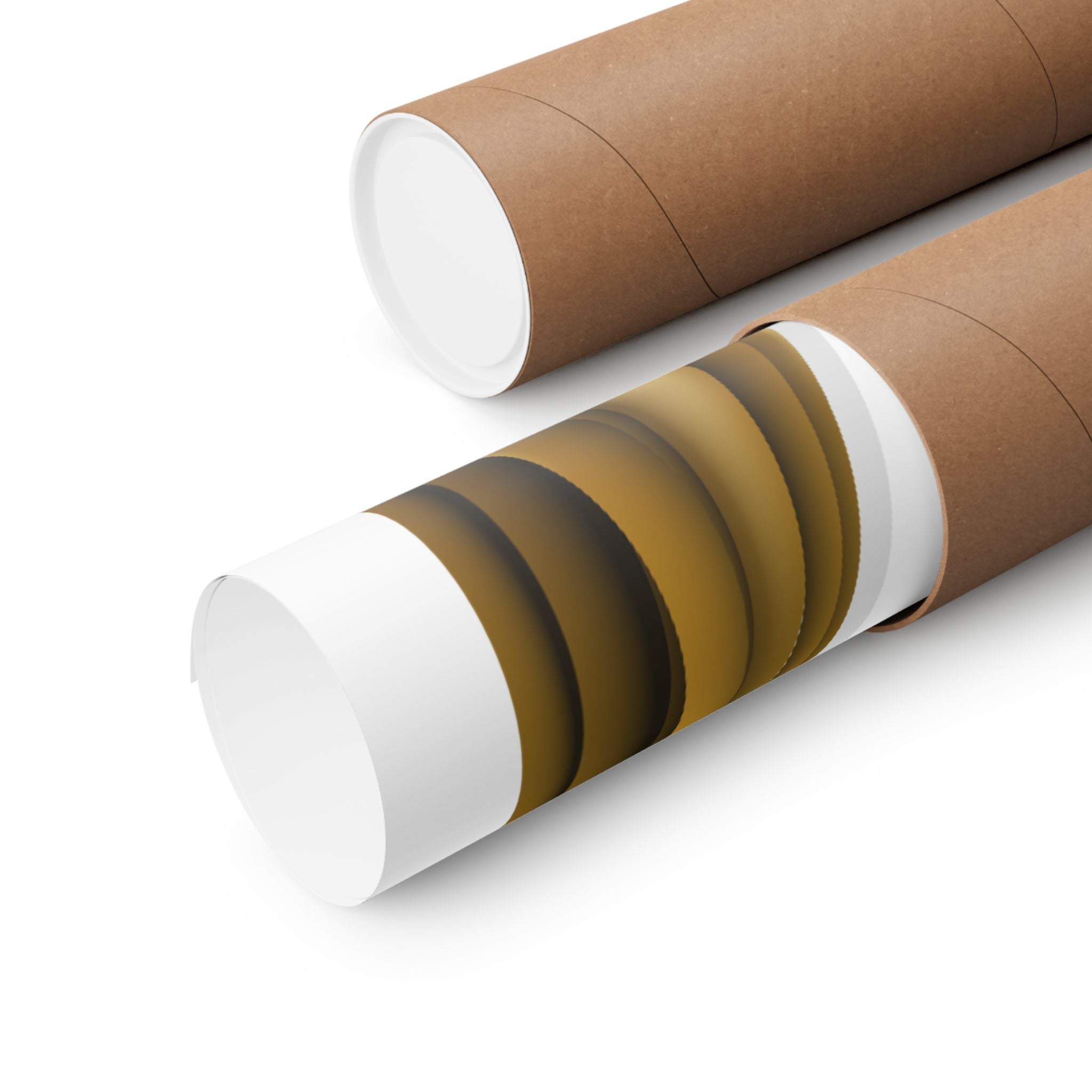 Rolled wall art Break a Leg theatre poster shown in a sturdy brown tube for shipping