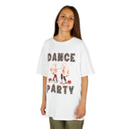 Young girl wearing a youth Gildan 5000B heavy cotton t-shirt in whitel with a Halloween Dance Party theme