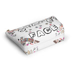 Makeup case with Stage Face text and cosmetic illustrations on a white background bottom view