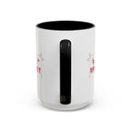 15oz white ceramic Ballet mug with black handle and interior Handle view
