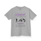 Front view of a youth Gildan 5000B heavy cotton t-shirt in sport grey with a Lyrical Dance graphic and text