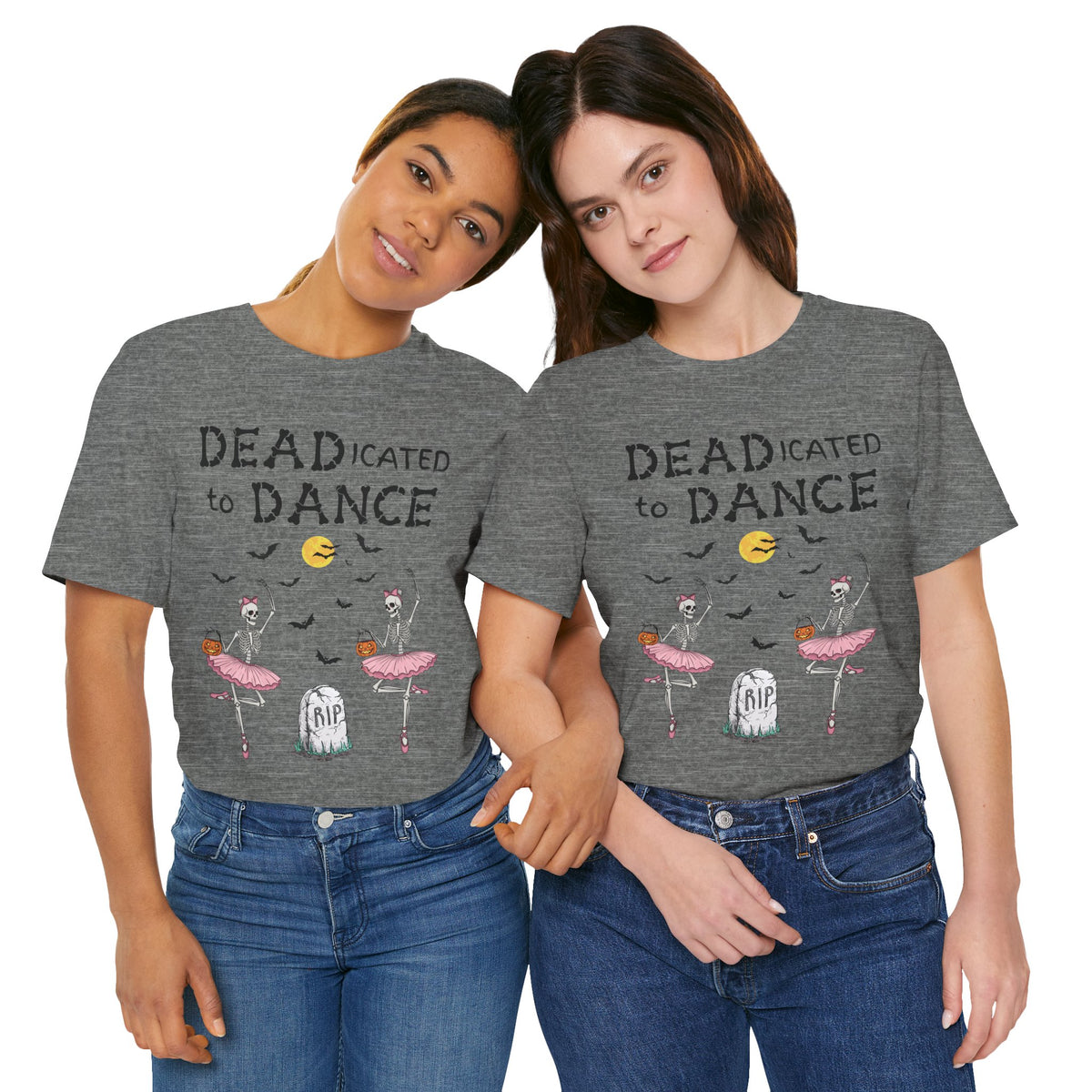 Adult Halloween Skeleton Dead-icated To Dance Graphic T-Shirt
