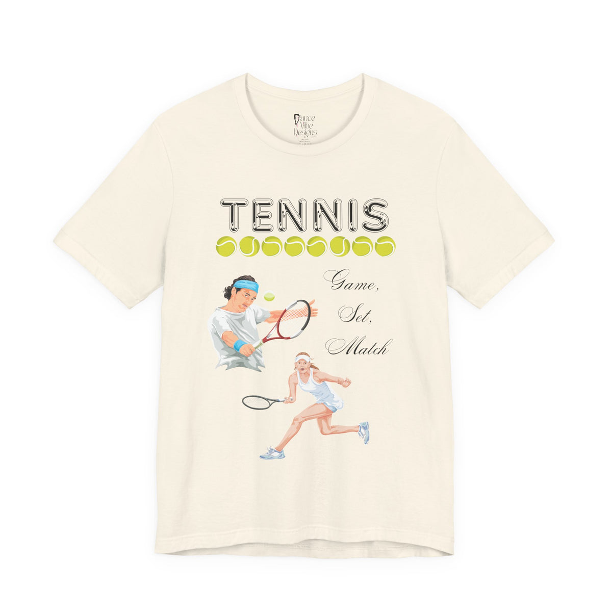 Adult Tennis Game Set Match Graphic T-Shirt