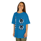 Young girl wearing a youth Gildan 5000B heavy cotton t-shirt in sapphire with dancing Hip Hop Couples