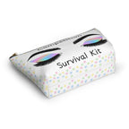Pouch with colorful star pattern and Competition Survival Kit text on a white background bottom view
