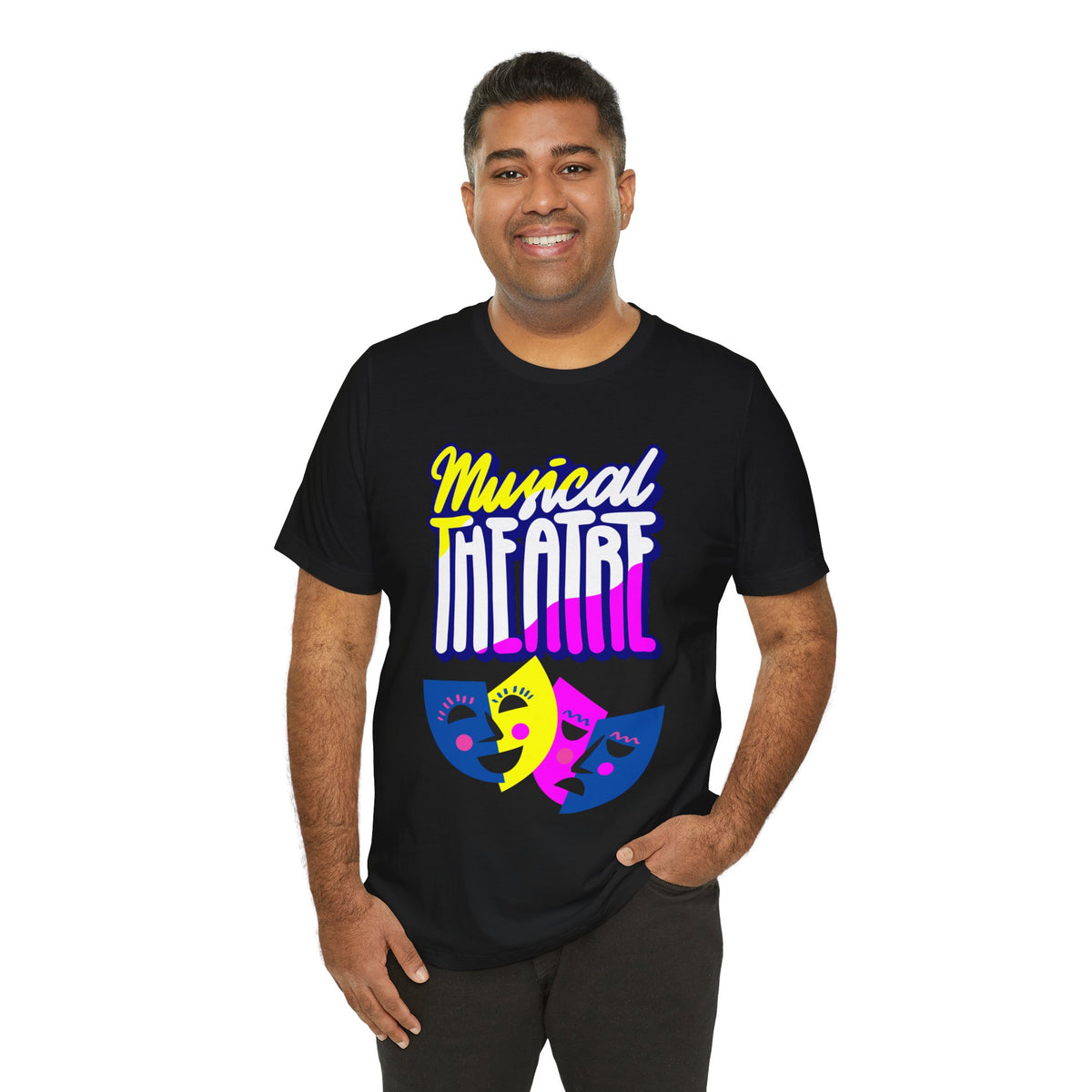 Adult Musical Theater Rainbow Mask Graphic T-Shirt