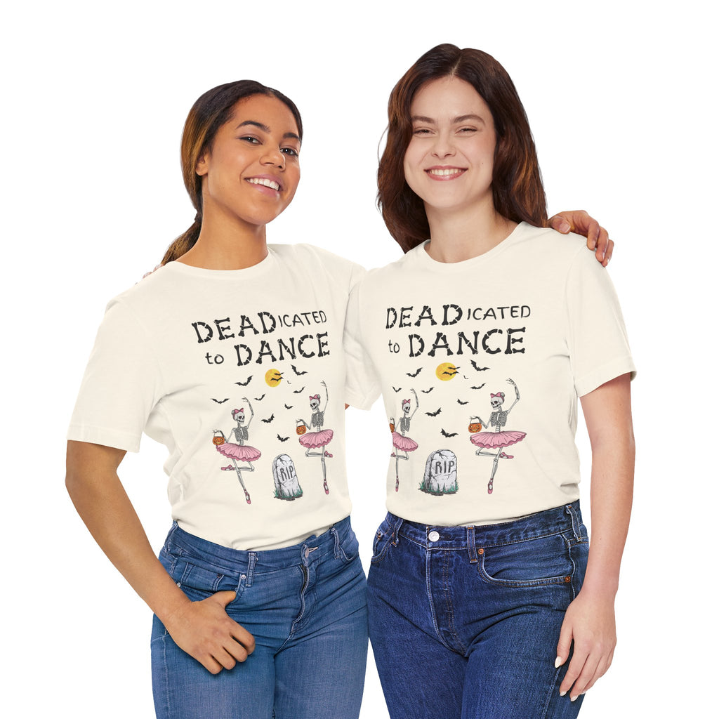 Adult Halloween Skeleton Dead-icated To Dance Graphic T-Shirt