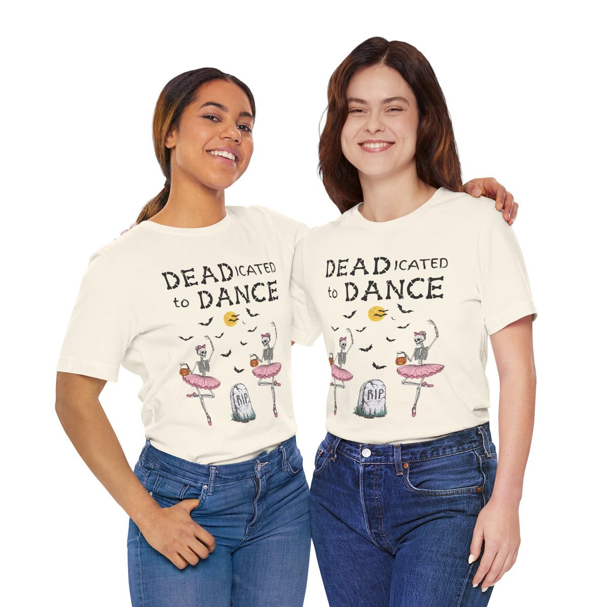 Adult Halloween Skeleton Dead-icated To Dance Graphic T-Shirt