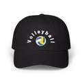 Black cap with an embroidered Volleyball graphic and text.