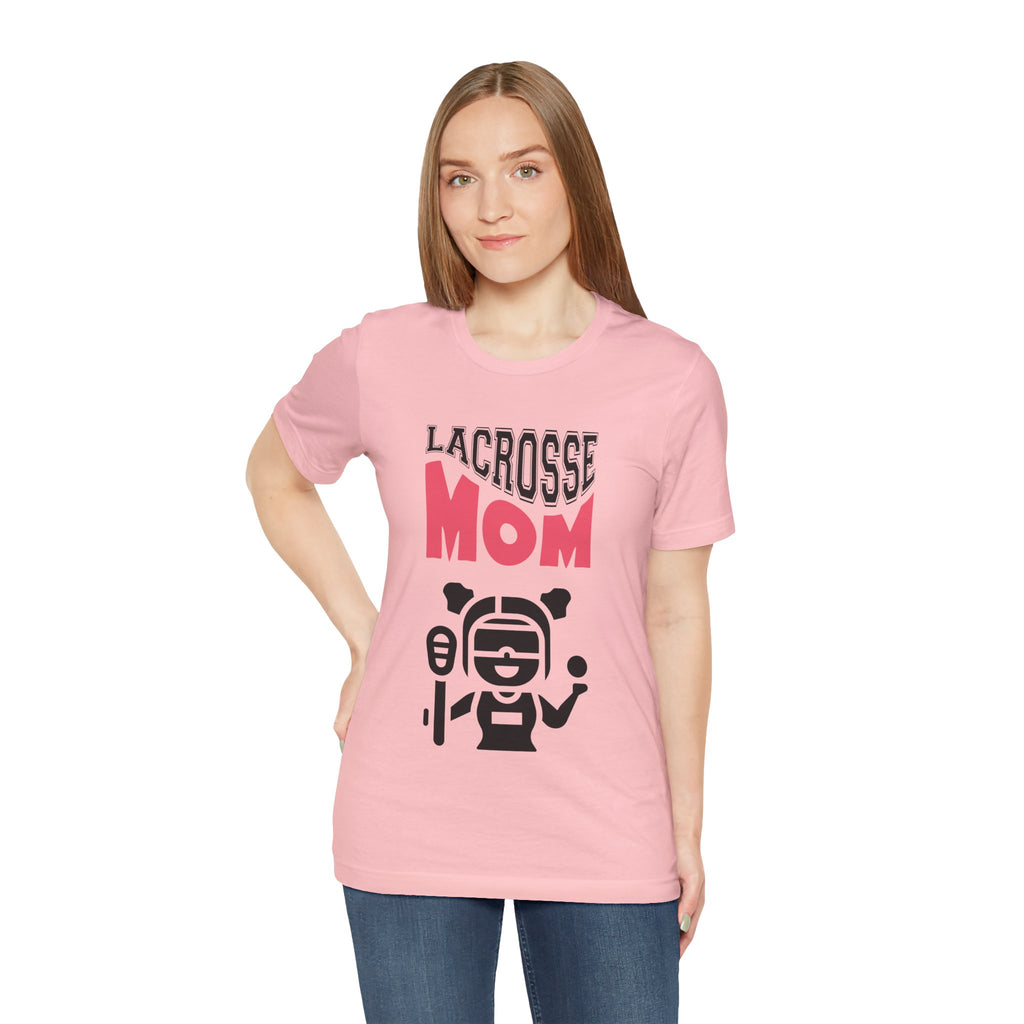 Adult Mom Lacrosse Cartoon Graphic T-Shirt