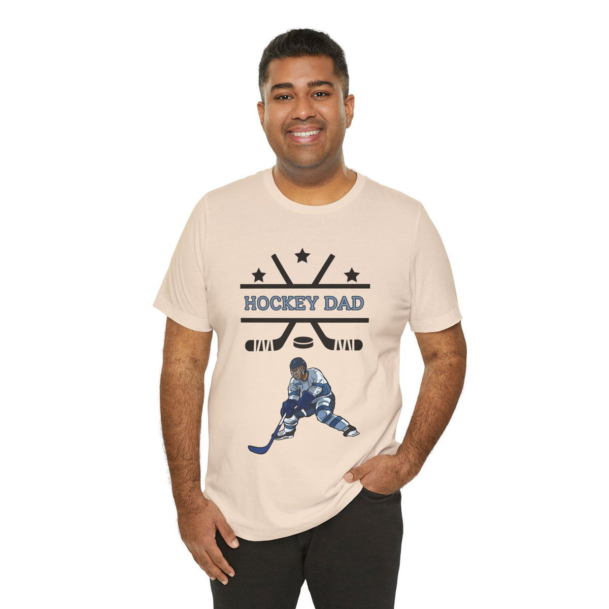 Adult Dad Hockey Son Graphic T-Shirt - Unisex Bella + Canvas 3001 Crew Neck Tee