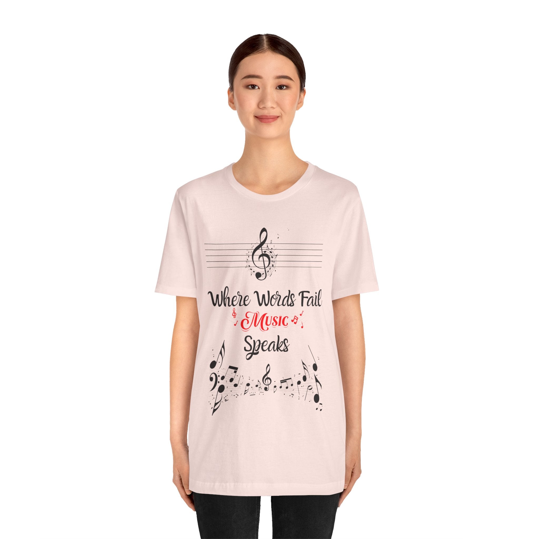 Adult Where Words Fail Music Speaks Graphic T-Shirt
