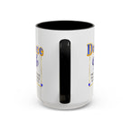 15oz white ceramic Dance Dad mug with black handle and interior Handle view