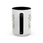 15oz white ceramic Volleyball mug with black handle and interior Handle view