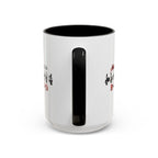 15oz white ceramic Marching Band mug with black handle and interior Handle view