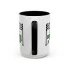 15oz white ceramic I Am a Runner mug with black handle and interior Handle view