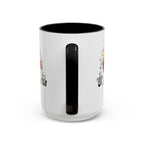 15oz white ceramic Music Instrument mug with black handle and interior Handle view