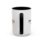 15oz white ceramic It's Football Season Baby mug with black handle and interior Handle view