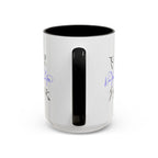 15oz white ceramic Dance Silhouette mug with black handle and interior Handle view