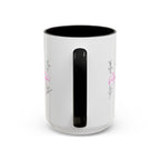 15oz white ceramic Dancer Line Art mug with black handle and interior Handle view