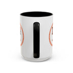 15oz white ceramic I Love Basketball mug with black handle and interior Handle view