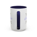 15oz white ceramic Dance Silhouette mug with navy handle and interior Handle view