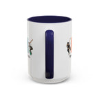 15oz white ceramic Born to Skate Skateboarding mug with navy handle and interior Handle view