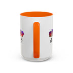 15oz white ceramic Hip Hop Dance mug with orange handle and interior Handle view