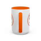 15oz white ceramic I Love Basketball mug with orange handle and interior Handle view