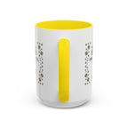 15oz white ceramic Volleyball mug with yellow handle and interior Handle view