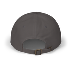 Back view of a dark grey cap with an adjustable strap.